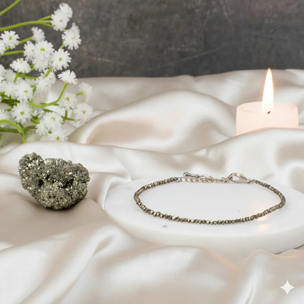 Mahalaxmi Raw Pyrite Anklet / Free Pyrite Stone