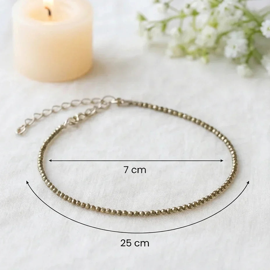 Mahalaxmi Raw Pyrite Anklet / Free Pyrite Stone